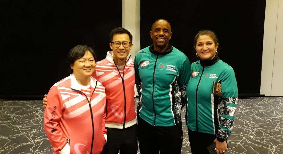 Team Nigeria with Team Hong Kong, Stavanger World Mixed Doubles Curling Championship