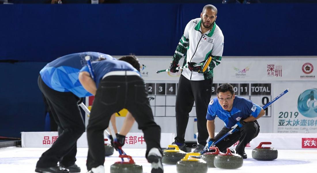 Broomzilla at the Pacific-Asia Curling Championships 2019 holding in Shenzhen, China